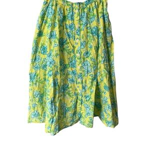 Lilly Pulitzer Vibrant Yellow and Teal Floral Skirt